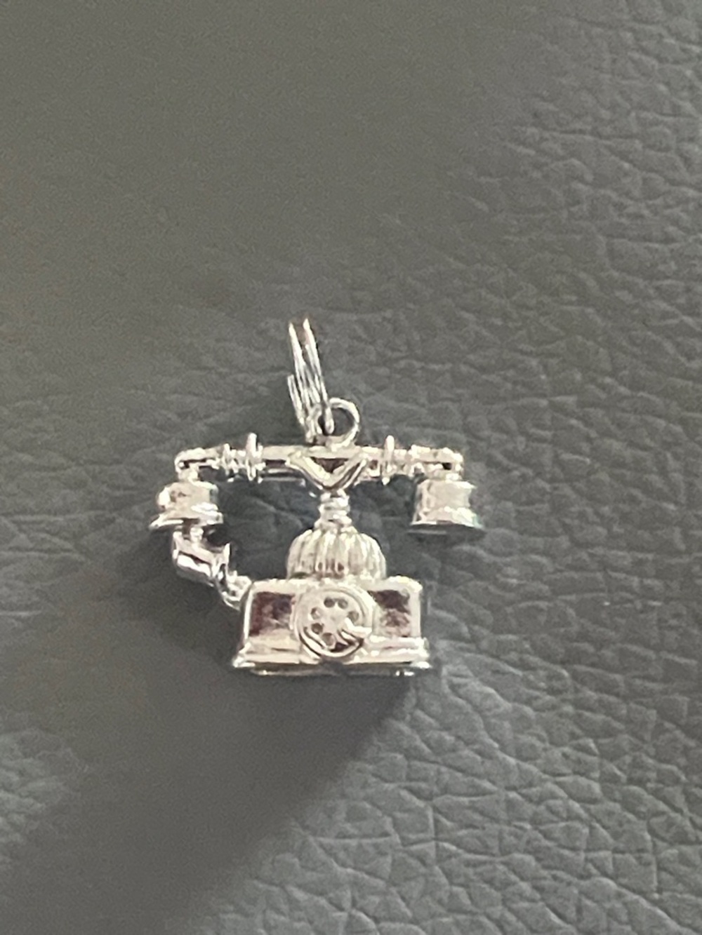 Vintage Avon Candlestick Phone Charm Silver Plated